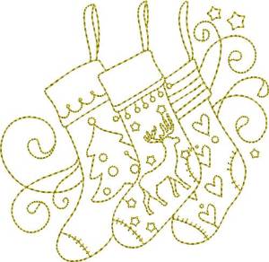 Picture of Christmas Time Stockings Machine Embroidery Design