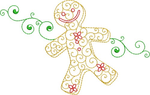 Christmas Gingerbread Man Machine Embroidery Design