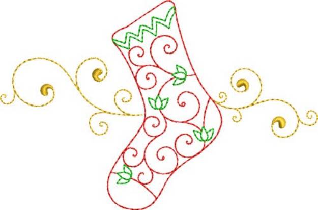 Picture of Christmas Swirl Stocking Machine Embroidery Design