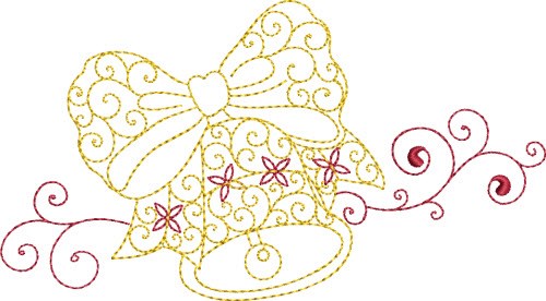 Christmas Swirl Bell Machine Embroidery Design