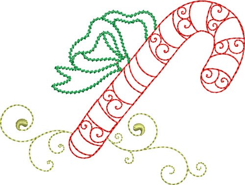 Christmas Candy Cane Machine Embroidery Design