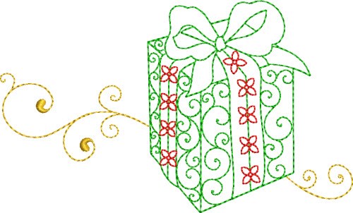 Christmas Gift Box Machine Embroidery Design