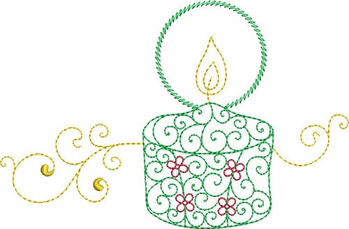 Christmas Glowing Candle Machine Embroidery Design