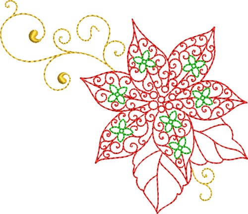 Christmas Poinsettia Flower Machine Embroidery Design