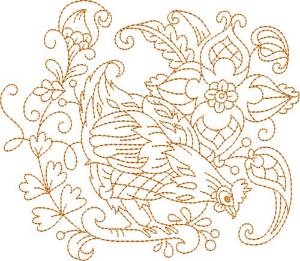 Picture of Hen Quilt Block Machine Embroidery Design