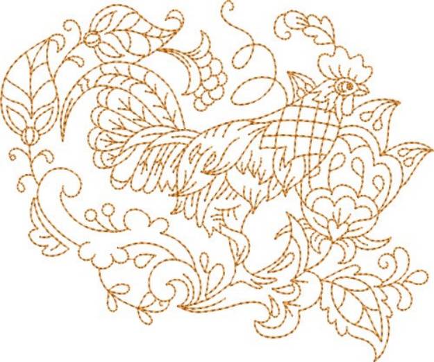 Picture of Hen Quilt Square Machine Embroidery Design