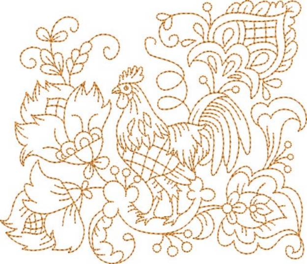 Picture of Quilt Block Hen Machine Embroidery Design