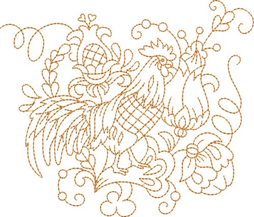 Quilt Square Hen Machine Embroidery Design