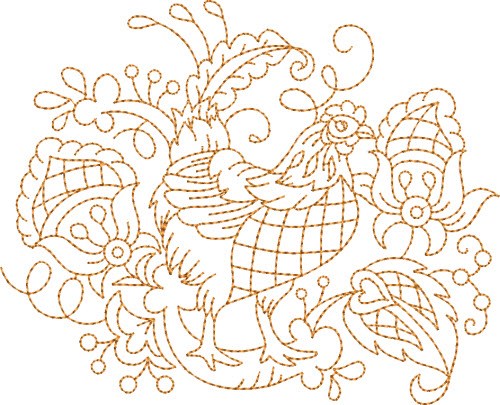 Quilt Block Chicken Machine Embroidery Design