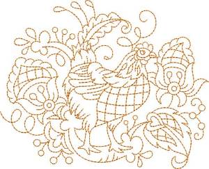 Picture of Quilt Block Chicken Machine Embroidery Design