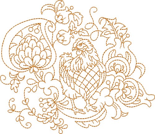 Quilt Square Chicken Machine Embroidery Design