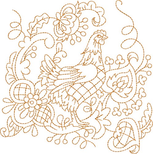 Quilt Chicken Machine Embroidery Design