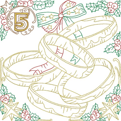 Christmas Day 5 Machine Embroidery Design