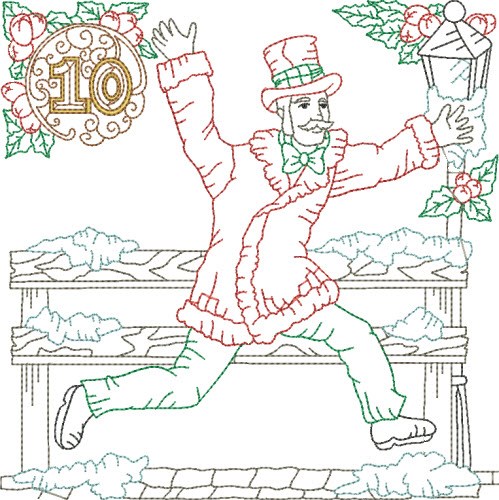 Christmas Day 10 Machine Embroidery Design
