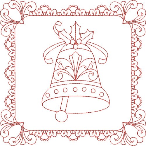 Christmas Bell Block Machine Embroidery Design
