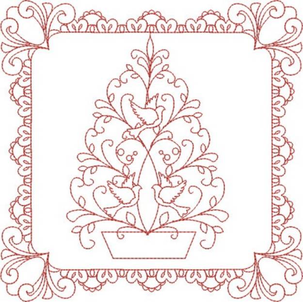 Picture of Christmas Tree Square Machine Embroidery Design