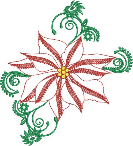 Holiday Poinsettia Machine Embroidery Design