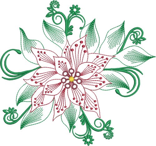 Holiday Floral Machine Embroidery Design