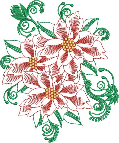Holiday Flowers Machine Embroidery Design