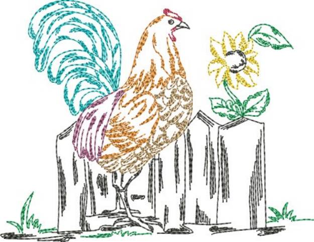 Picture of Rooster Quilt Block Machine Embroidery Design
