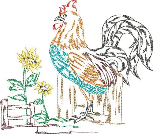 Rooster Quilt Block Machine Embroidery Design