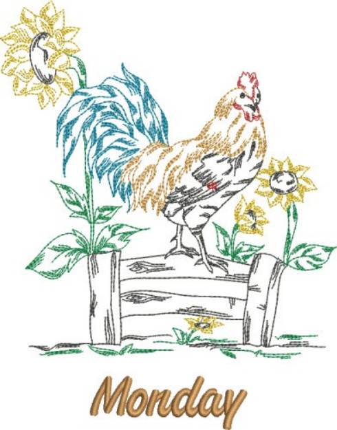 Picture of Monday Rooster Machine Embroidery Design