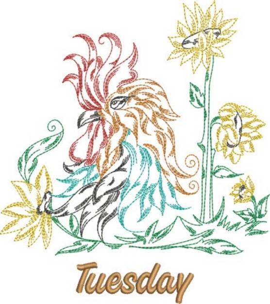 Picture of Tuesday Rooster Machine Embroidery Design