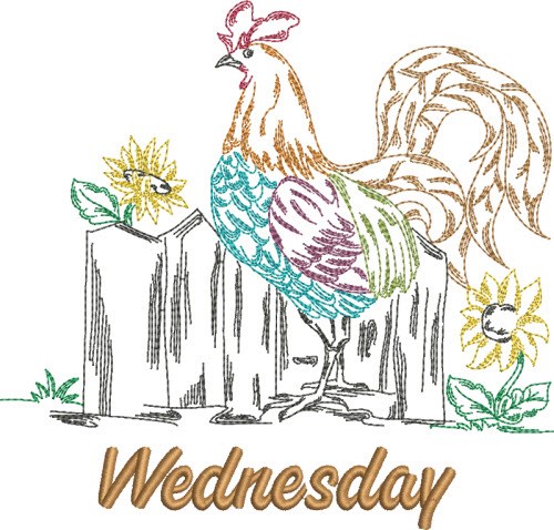 Wednesday Rooster Machine Embroidery Design