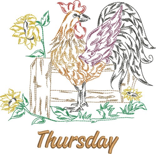 Thursday Rooster Machine Embroidery Design