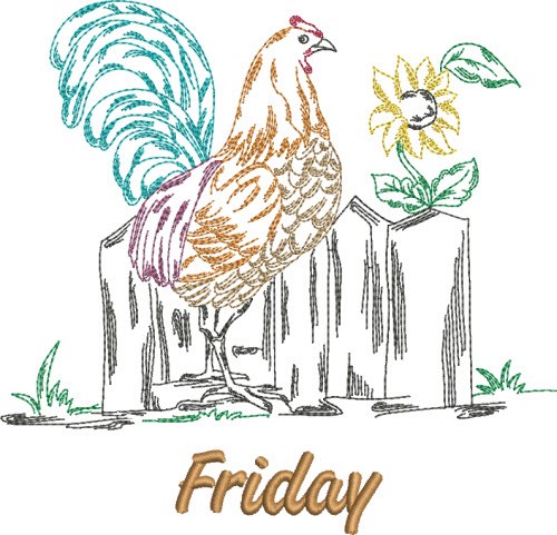 Friday Rooster Machine Embroidery Design