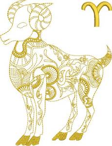Picture of Aries Zodiac Quilt Block Machine Embroidery Design