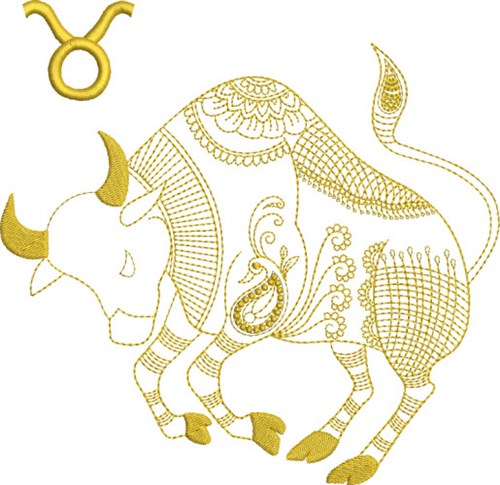 Taurus Zodiac Quilt Block Machine Embroidery Design