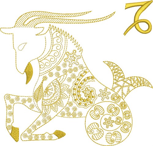 Capricorn Zodiac Quilt Block Machine Embroidery Design