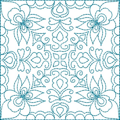 Quilt Block Florals Machine Embroidery Design