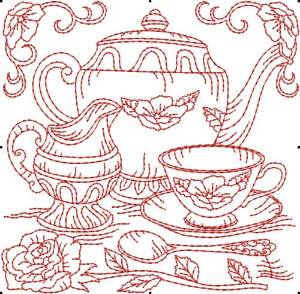 Picture of Tea Time Quilt Block Machine Embroidery Design