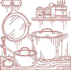 Picture of Vintage Cookpot Quilt Block Machine Embroidery Design