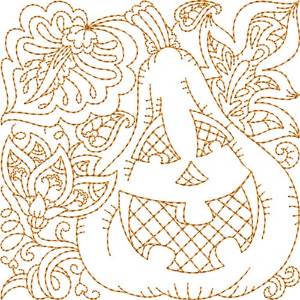 Picture of Jack-o-lantern Quilt Block