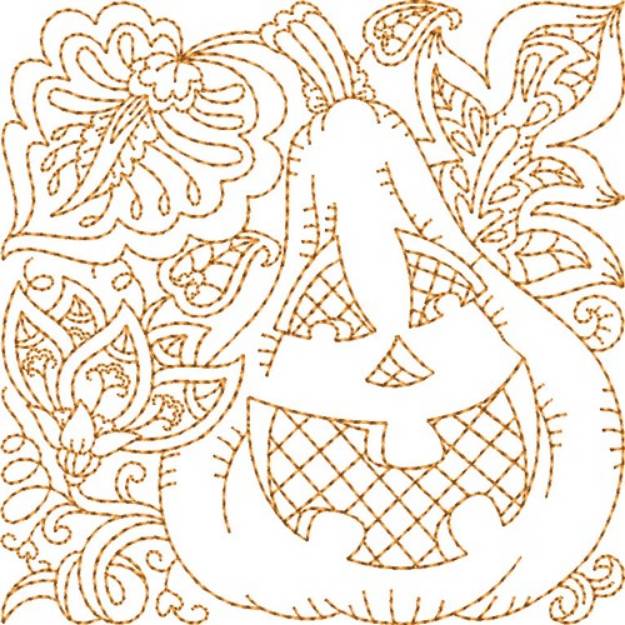 Picture of Jack-o-lantern Quilt Block Machine Embroidery Design
