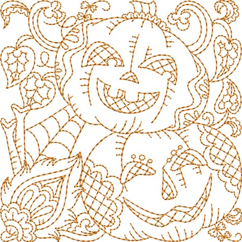 Pumpkins Block Machine Embroidery Design