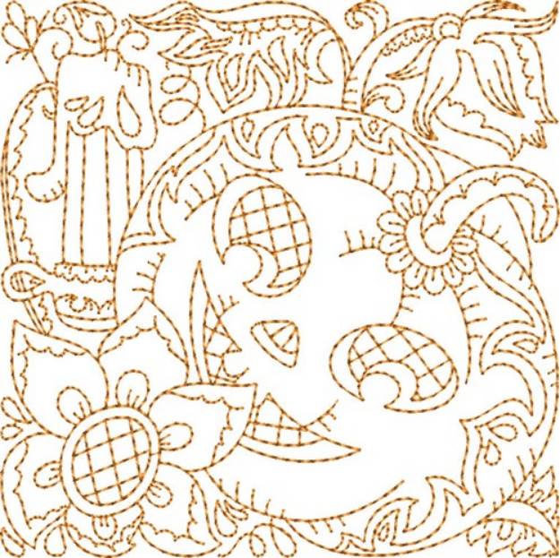 Picture of Candle Jack-o-lantern Machine Embroidery Design