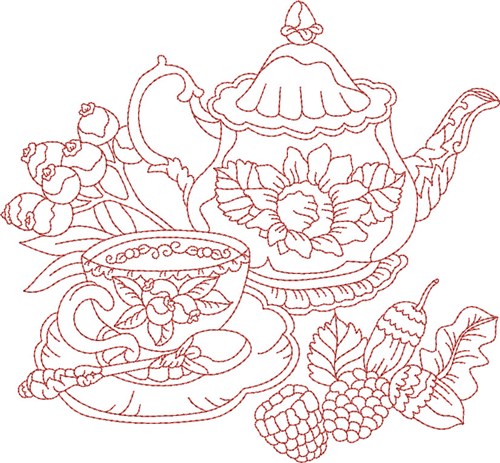 Vintage Fall Kettle Machine Embroidery Design
