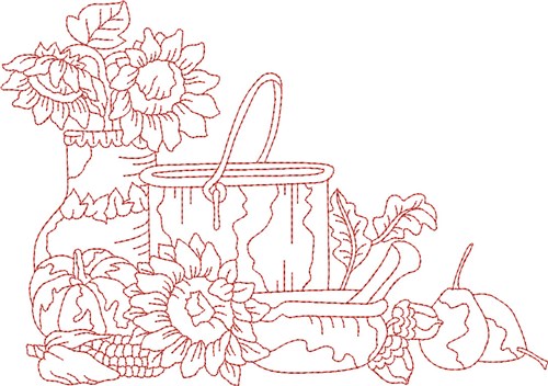 Vintage Fall Sunfllowers Machine Embroidery Design