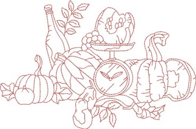 Picture of Vintage Fall Squash Machine Embroidery Design