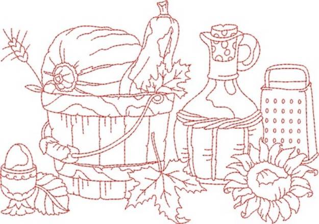 Picture of Vintage Fall Pumpkin Pail Machine Embroidery Design