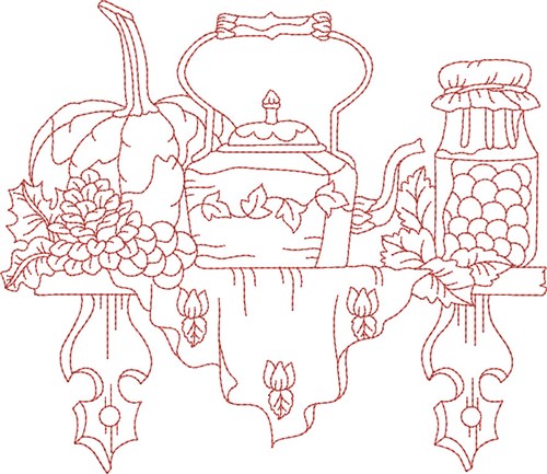 Vintage Fall Pot Machine Embroidery Design
