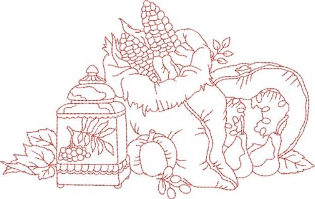 Picture of Vintage Fall Food Bag Machine Embroidery Design