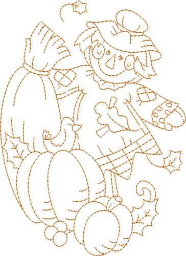 Scarecrow Oval  Quilt Machine Embroidery Design