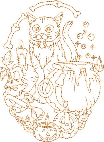Halloween Kitty Machine Embroidery Design