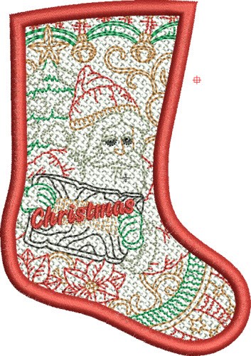 Christmas Stocking FSL Machine Embroidery Design