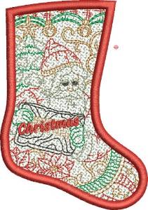 Picture of Christmas Stocking FSL Machine Embroidery Design